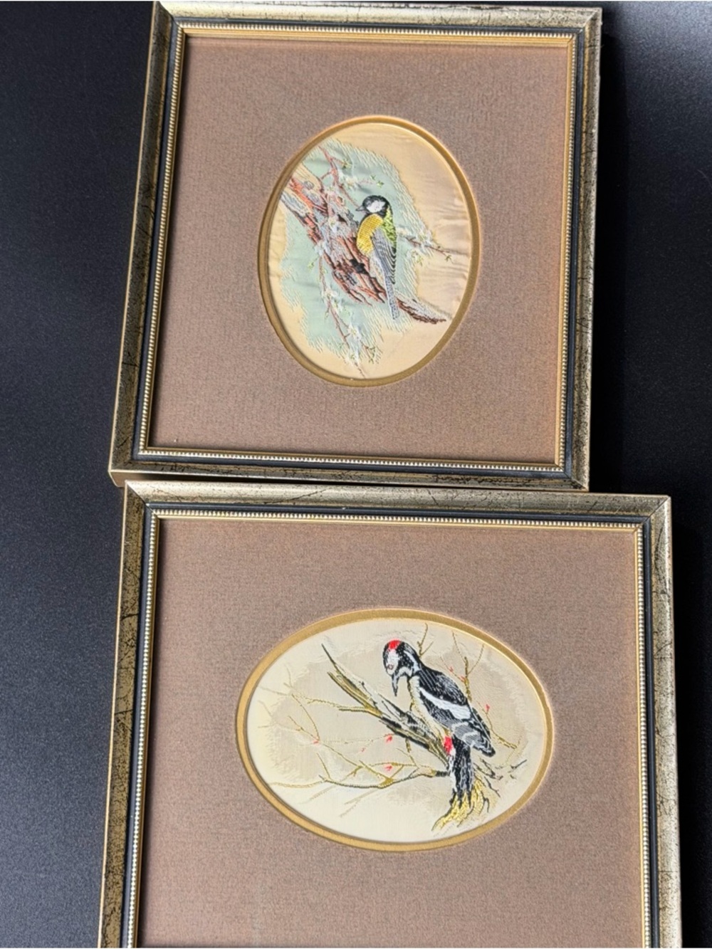 Vintage Framed Bird Prints - Pair in Gold Frames